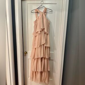Halter neck ruffle tiered dress